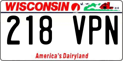 WI license plate 218VPN