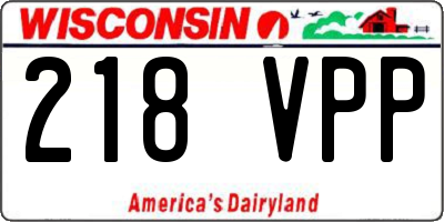 WI license plate 218VPP