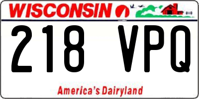 WI license plate 218VPQ