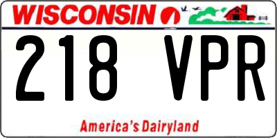WI license plate 218VPR