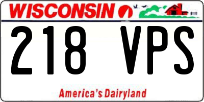 WI license plate 218VPS