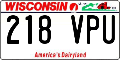 WI license plate 218VPU