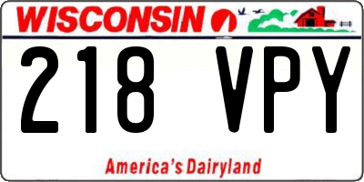 WI license plate 218VPY