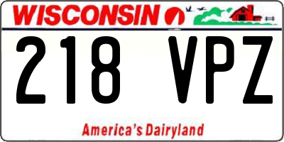 WI license plate 218VPZ