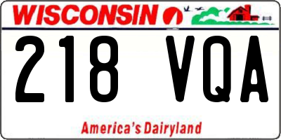 WI license plate 218VQA
