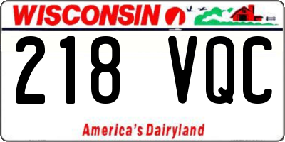 WI license plate 218VQC