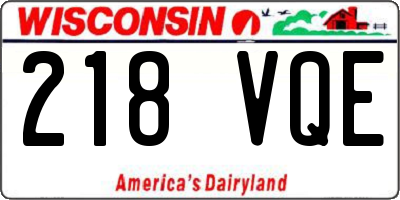 WI license plate 218VQE