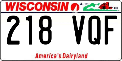 WI license plate 218VQF