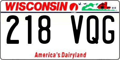 WI license plate 218VQG