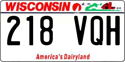 WI license plate 218VQH