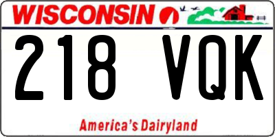 WI license plate 218VQK