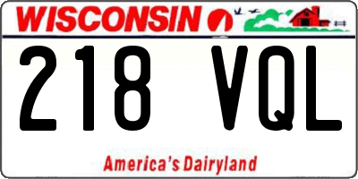 WI license plate 218VQL
