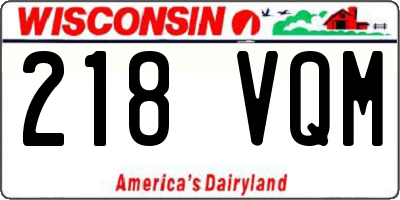 WI license plate 218VQM