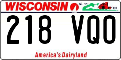 WI license plate 218VQO
