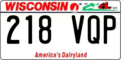 WI license plate 218VQP