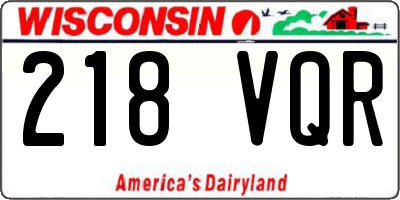 WI license plate 218VQR