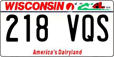 WI license plate 218VQS