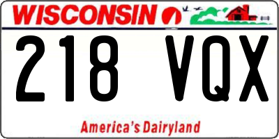 WI license plate 218VQX