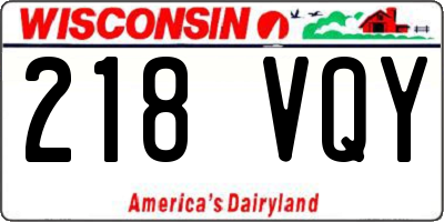 WI license plate 218VQY