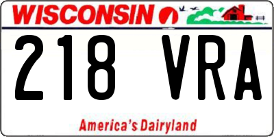 WI license plate 218VRA