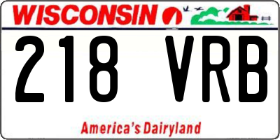 WI license plate 218VRB
