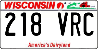 WI license plate 218VRC