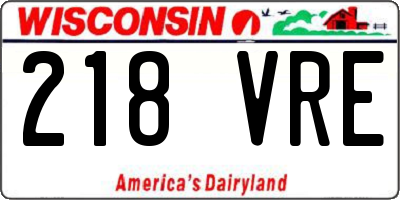 WI license plate 218VRE