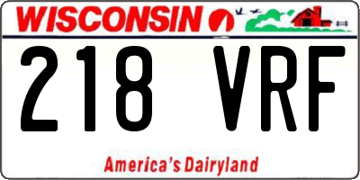 WI license plate 218VRF