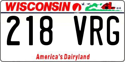WI license plate 218VRG