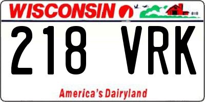 WI license plate 218VRK