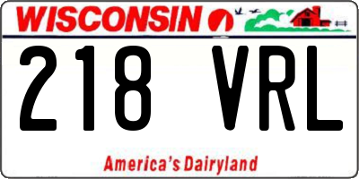 WI license plate 218VRL