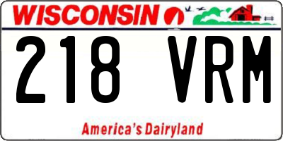 WI license plate 218VRM