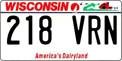 WI license plate 218VRN