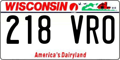 WI license plate 218VRO