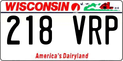 WI license plate 218VRP