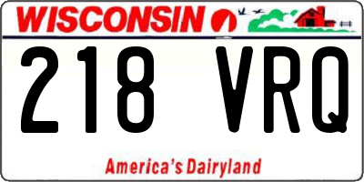 WI license plate 218VRQ