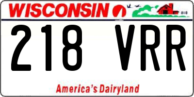 WI license plate 218VRR