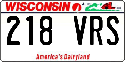 WI license plate 218VRS