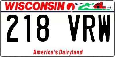 WI license plate 218VRW