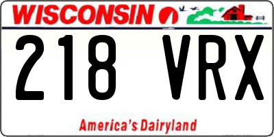 WI license plate 218VRX