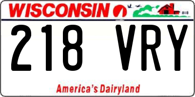 WI license plate 218VRY