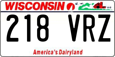 WI license plate 218VRZ