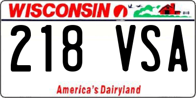 WI license plate 218VSA