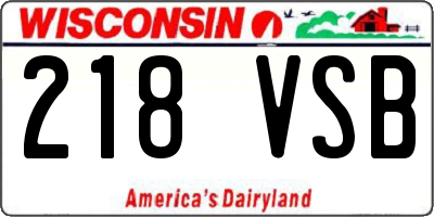 WI license plate 218VSB