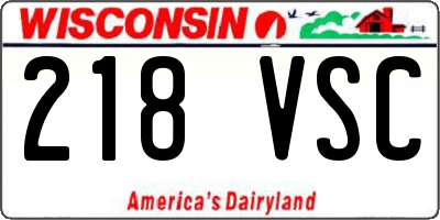 WI license plate 218VSC