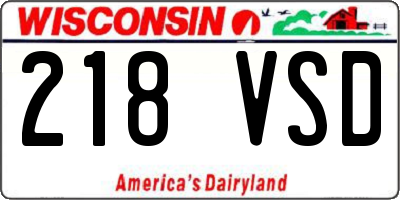 WI license plate 218VSD