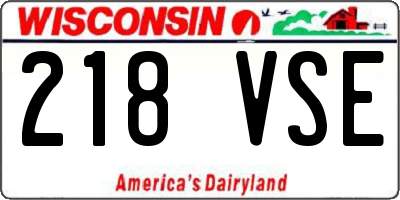 WI license plate 218VSE