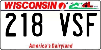 WI license plate 218VSF