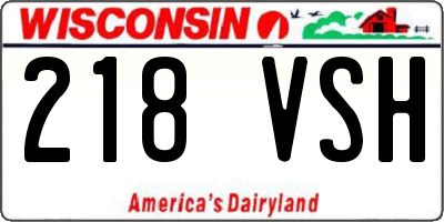 WI license plate 218VSH