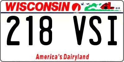 WI license plate 218VSI